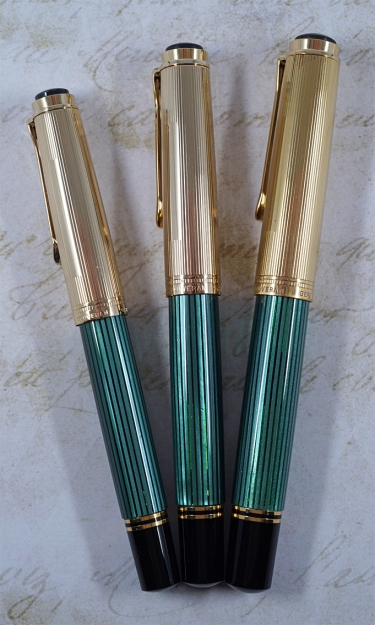 Pelikan's Green Striped Vermeil Souverän fountain pens